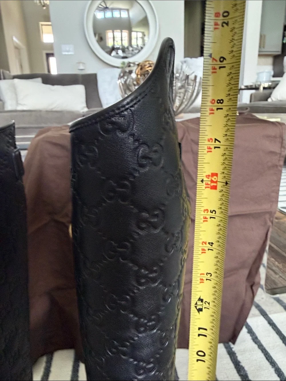 Gucci Black Embossed Leather Over-the-Knee Boots